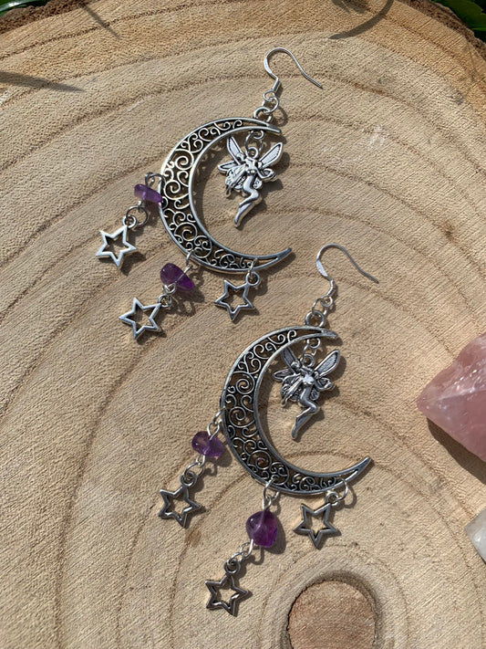 Pretty fairy amethyst dangle earrings ✨🧚💜