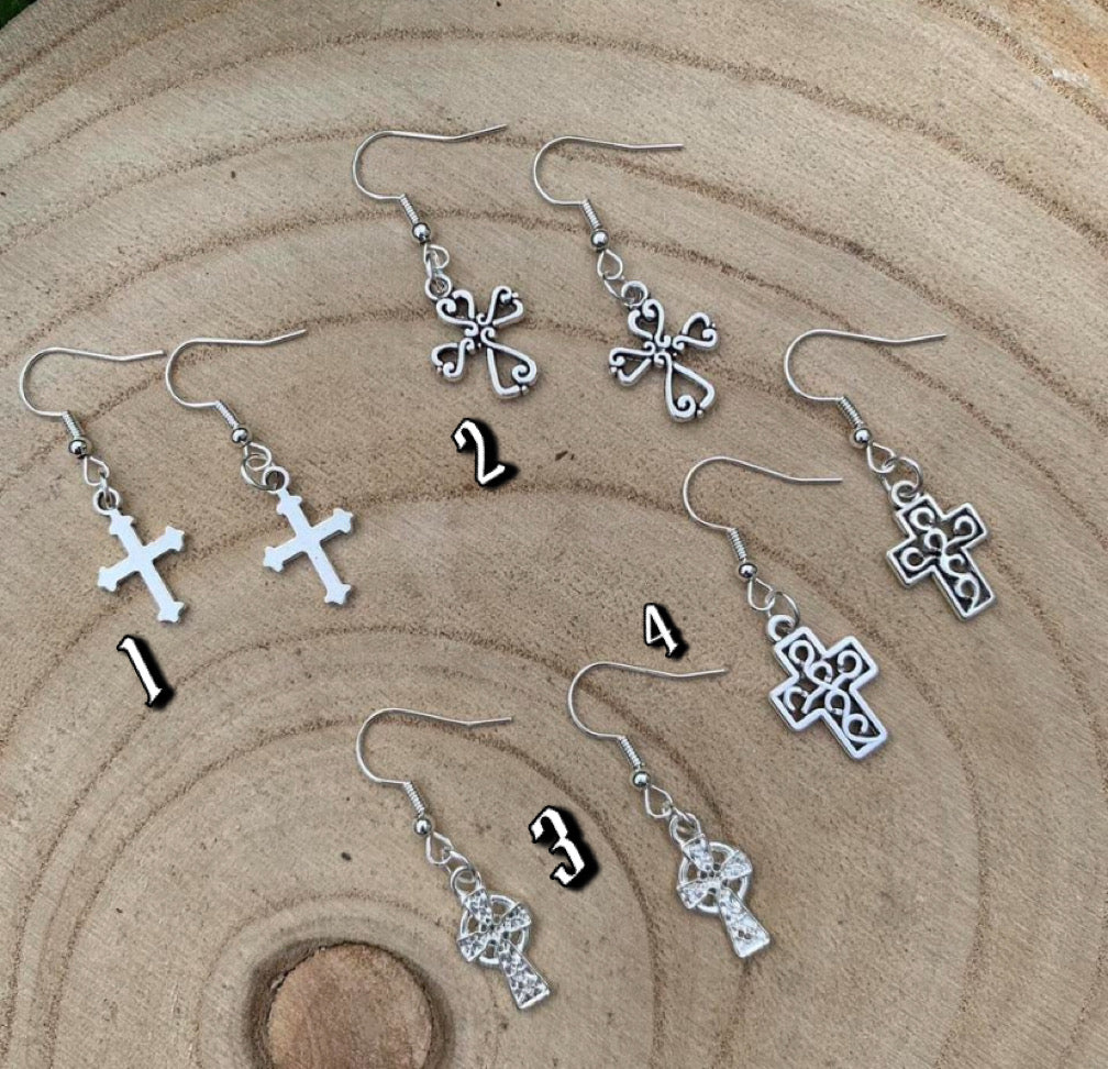 Gothic cross earrings