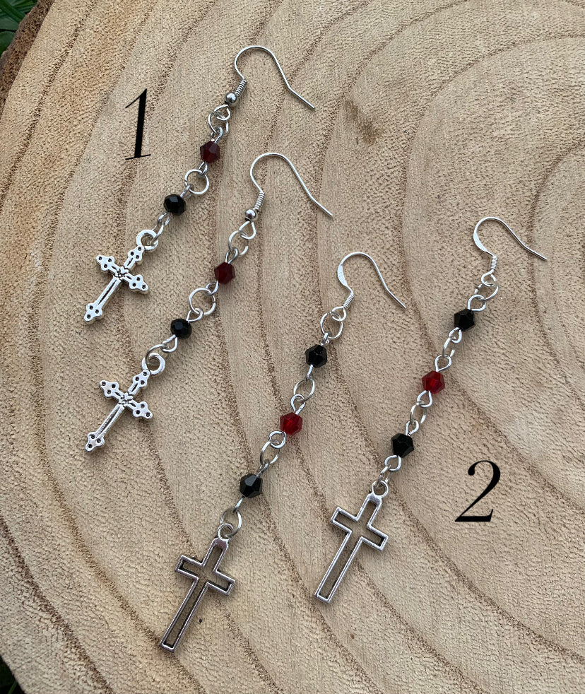 Gothic cross earrings 🦇✨