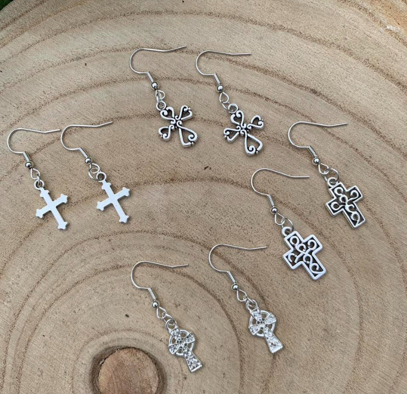 Gothic cross earrings