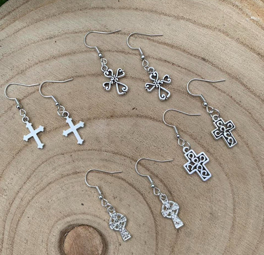 Gothic cross earrings